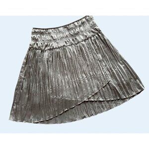 SUNDANCE Metallic Silver Pleated Hi Lo Skirt Size 8
